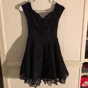 Black lace short dress